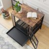 Dog Crate Furniture, Wooden Dog Crate Table, 27.48" Dog Kennel with 2 Sliding Doors and Thick Iron Door Frame