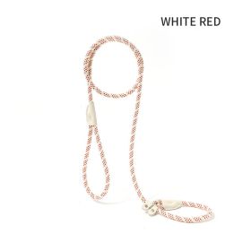 Dog Rope Pet Pulling Rope Puppy Strap Traction Rope Heavy Duty Belt Large Dog Leash Dog Collar Strap Dog Training Pet Harness Hands-Free Leash For Sma (Color: White Red, size: 1.5x1)