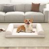 Egg-Foam Dog Crate Bed with 3-Side Bolster and Removable Washable Bed Cover